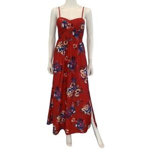 Band of Gypsies Floral Maxi Dress Red Blue Sleeveless Summer Sundress Sz S‎